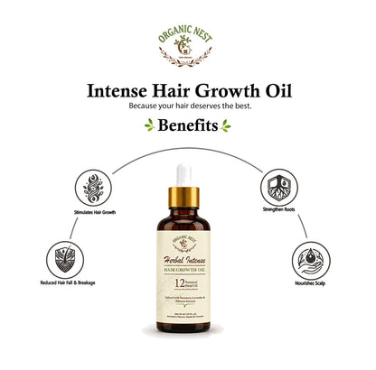 Herbal  Intense Hair Growth Oil - 12 Botanical Blend
